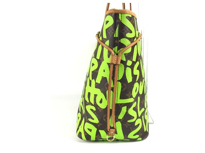 Louis Vuitton Monogram Graffiti Neverfull GM Marrone Verde Verde chiaro - vista 4