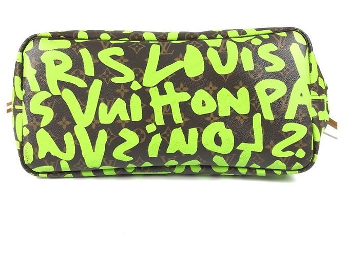Louis Vuitton Monogram Graffiti Neverfull GM Marrone Verde Verde chiaro - vista 5