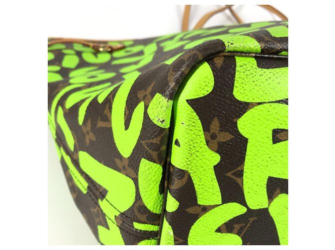 Louis Vuitton Monogram Graffiti Neverfull GM Marrone Verde Verde chiaro - vista 6