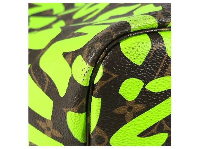 Louis Vuitton Monogram Graffiti Neverfull GM Marrone Verde Verde chiaro - vista 8