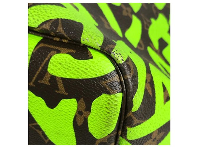 Louis Vuitton Monogram Graffiti Neverfull GM Marrone Verde Verde chiaro - vista 9