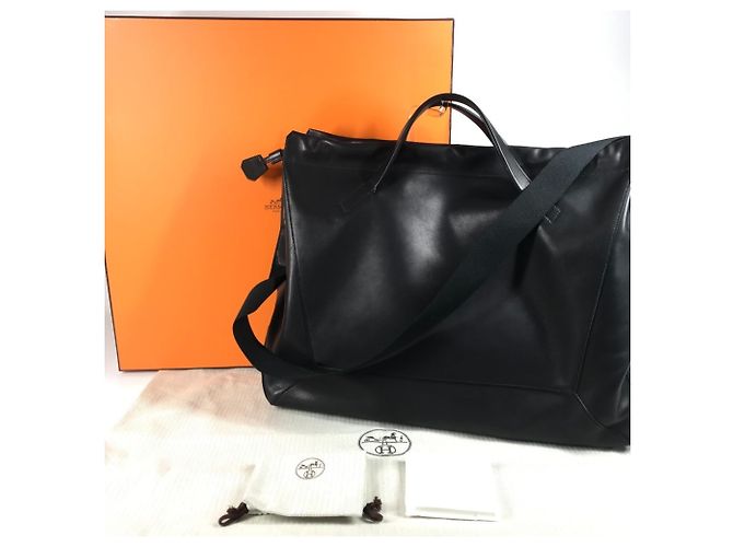 Borsa 2 in 1 Hermès Nouveau Cabas 50 Nero - vista 15