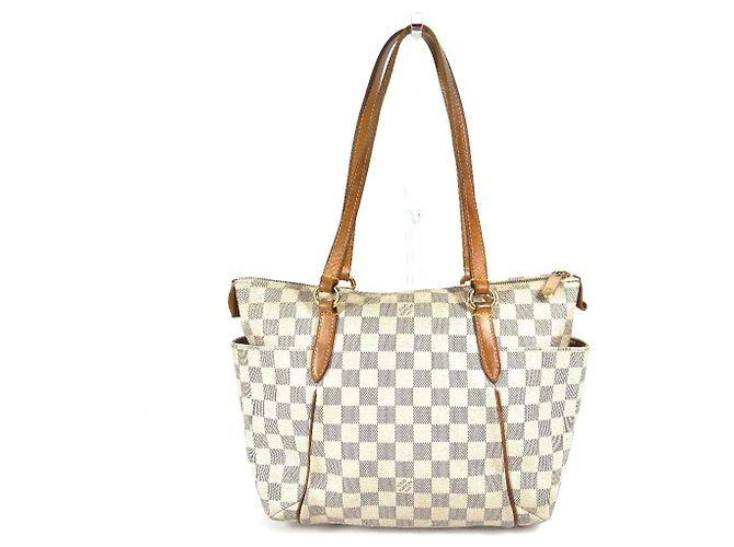 Borsa Tote Totally PM Damier Azur di Louis Vuitton Bianco Giallo - vista 2