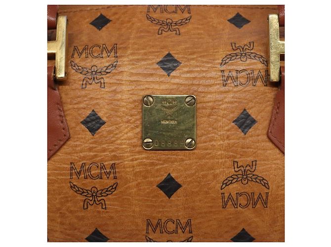 Handtasche aus Canvas und Leder mit Visetos-Logogramm von MCM Braun - Ansicht 7
