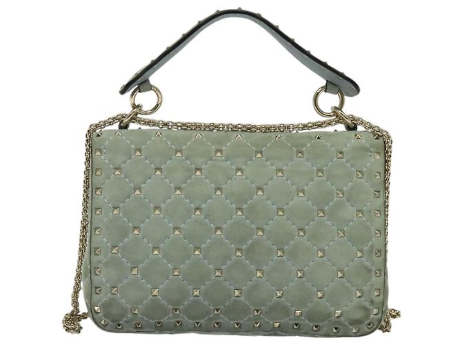 Borsa a tracolla Rockstud Spike in suede trapuntato Valentino Garavani media Blu - vista 2