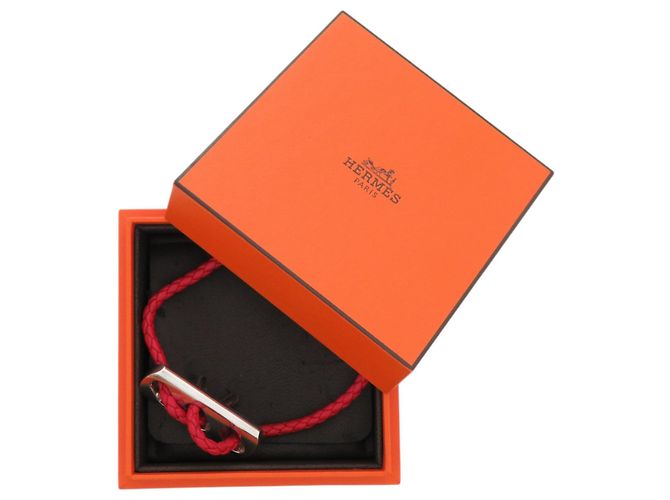 Bracciale in pelle Hermès con charm in argento 925 Rosso - vista 2