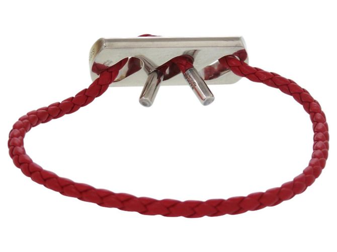 Bracciale in pelle Hermès con charm in argento 925 Rosso - vista 3