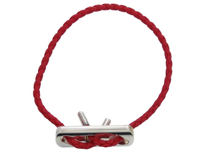 Bracciale in pelle Hermès con charm in argento 925 Rosso - vista 4