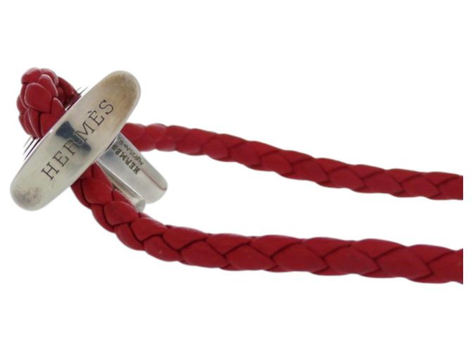 Bracciale in pelle Hermès con charm in argento 925 Rosso - vista 6