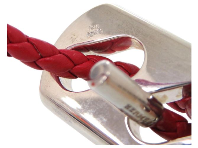 Bracciale in pelle Hermès con charm in argento 925 Rosso - vista 7