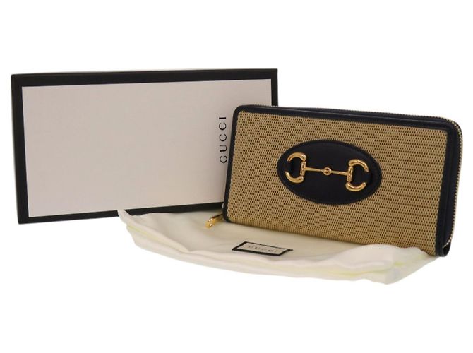 Cartera Larga Horsebit 1955 Gucci Beige Azul marino - vista 3