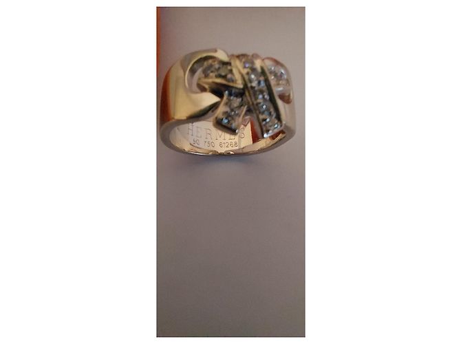 Anello Hermès in oro bianco e diamanti taglia 50 - vista 5