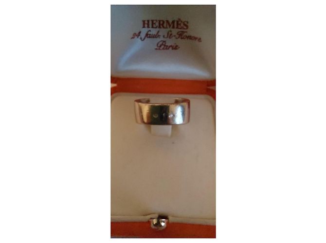 Anello Hermès in oro bianco e diamanti taglia 50 - vista 6