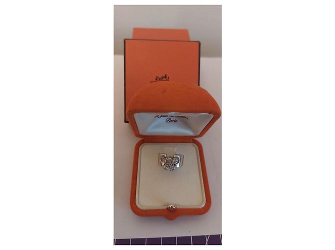 Anello Hermès in oro bianco e diamanti taglia 50 - vista 8