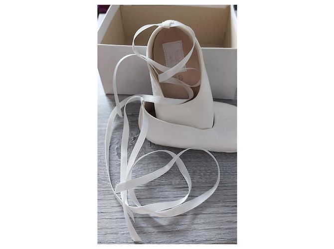 Hermès Demi-pointe Ballerinas weißes Lammleder Größe 18 - Ansicht 3