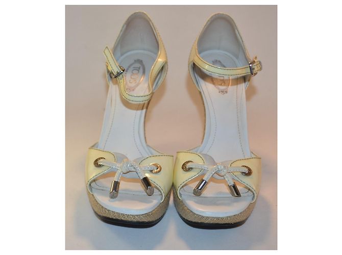 Sandali zeppa Tod's in vernice crema e scamosciato Multicolore - vista 2