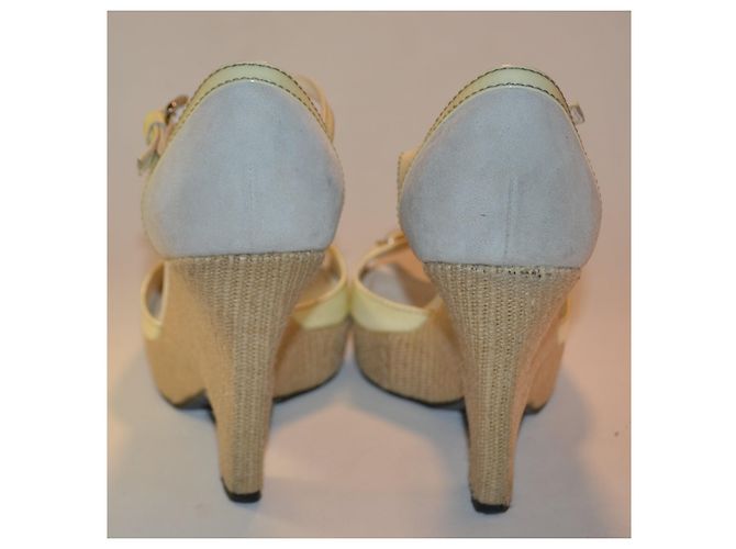 Sandali zeppa Tod's in vernice crema e scamosciato Multicolore - vista 3