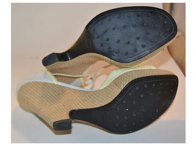 Sandali zeppa Tod's in vernice crema e scamosciato Multicolore - vista 4