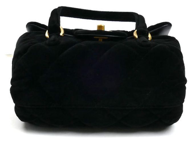 Chanel Mini Bowling Schultertasche aus Samt Schwarz - Ansicht 3