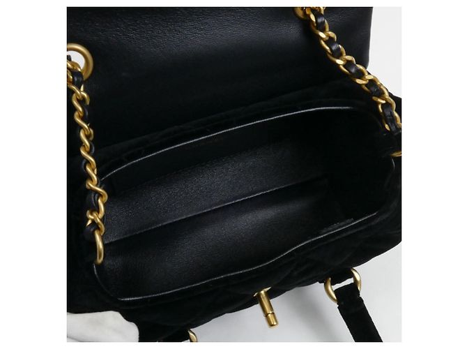 Chanel Mini Bowling Schultertasche aus Samt Schwarz - Ansicht 5