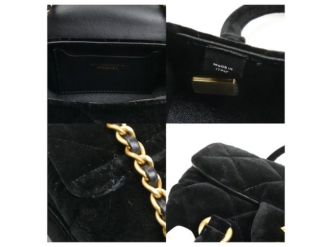 Chanel Mini Bowling Schultertasche aus Samt Schwarz - Ansicht 8