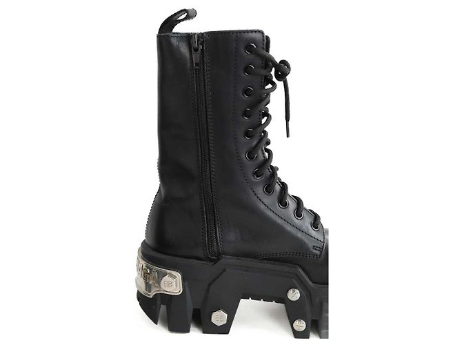Balenciaga Stivali Bulldozer in pelle nera Nero - vista 4
