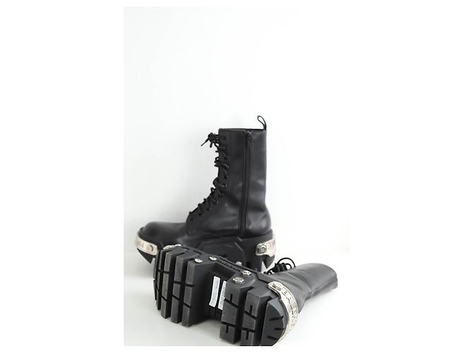 Balenciaga Stivali Bulldozer in pelle nera Nero - vista 6