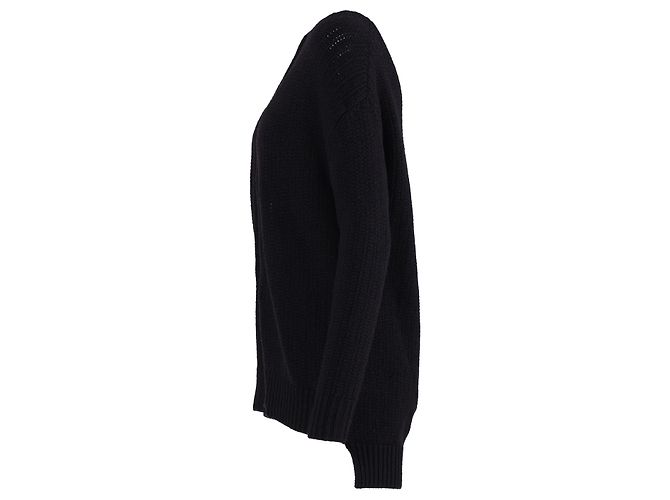 Schwarzer langer College-Cardigan mit Kettenbesatz von Saint Laurent - Ansicht 2