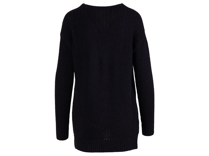 Schwarzer langer College-Cardigan mit Kettenbesatz von Saint Laurent - Ansicht 3