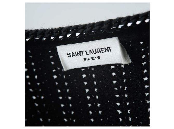 Schwarzer langer College-Cardigan mit Kettenbesatz von Saint Laurent - Ansicht 4
