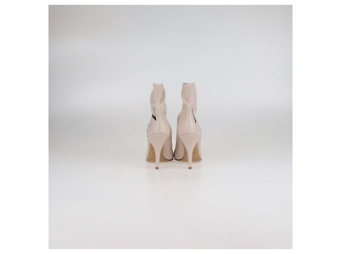 Valentino Beige Leather VLTN Pointed Toe Booties - view 5