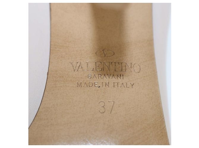 Valentino Beige Leather VLTN Pointed Toe Booties - view 6