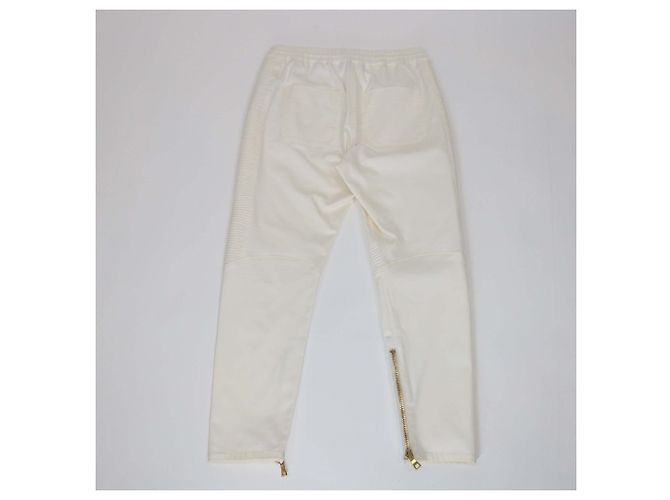 Calças de moletom em mistura de algodão creme com detalhes em zíper Balmain - vista 2