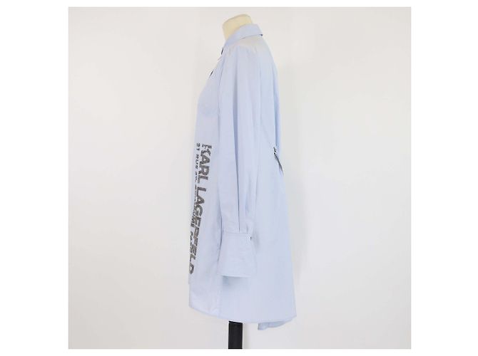 Camisa larga de popelina con logo de cuentas azul claro Karl Lagerfeld - vista 2