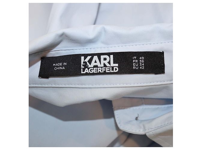 Camisa larga de popelina con logo de cuentas azul claro Karl Lagerfeld - vista 5