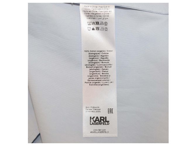 Camisa larga de popelina con logo de cuentas azul claro Karl Lagerfeld - vista 7