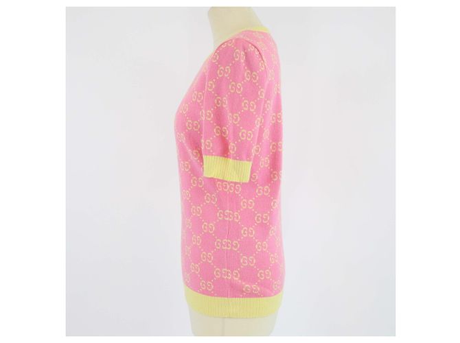 Gucci Pink/Yellow Strick GG Jacquard Tops - Ansicht 2