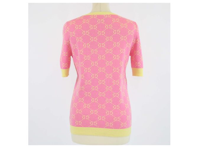 Gucci Pink/Yellow Strick GG Jacquard Tops - Ansicht 3