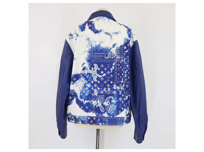 Louis Vuitton Blaue Monogramm Mischgewebe und Lederjacke - Ansicht 3