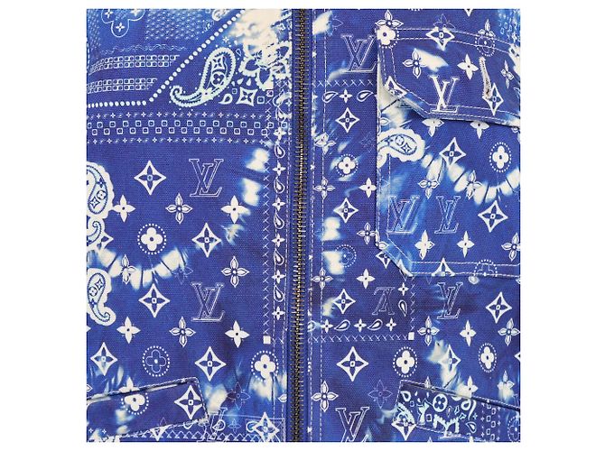 Louis Vuitton Blaue Monogramm Mischgewebe und Lederjacke - Ansicht 4