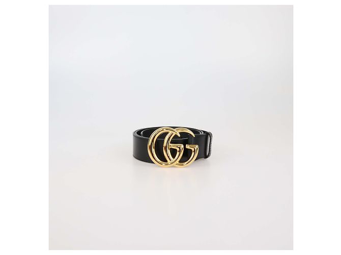Cintura larga in pelle nera GG Marmont di Gucci Nero - vista 2