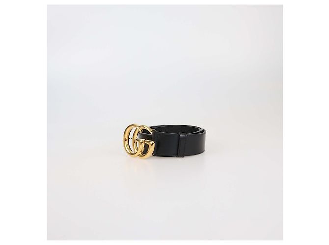 Cintura larga in pelle nera GG Marmont di Gucci Nero - vista 3
