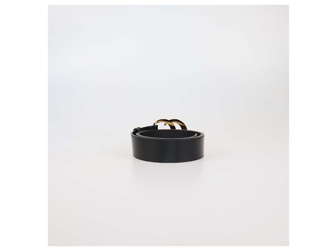 Cintura larga in pelle nera GG Marmont di Gucci Nero - vista 4