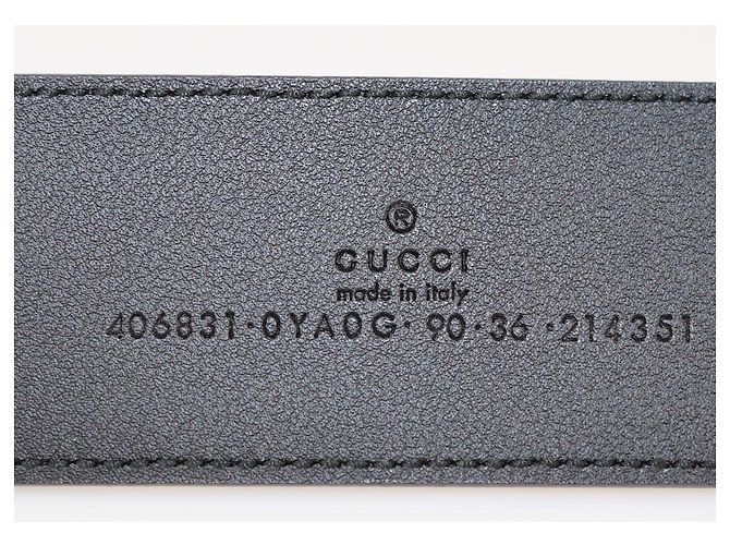 Cintura larga in pelle nera GG Marmont di Gucci Nero - vista 6
