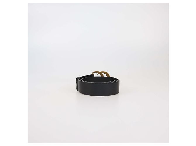 Cintura larga in pelle nera GG Marmont di Gucci - vista 4
