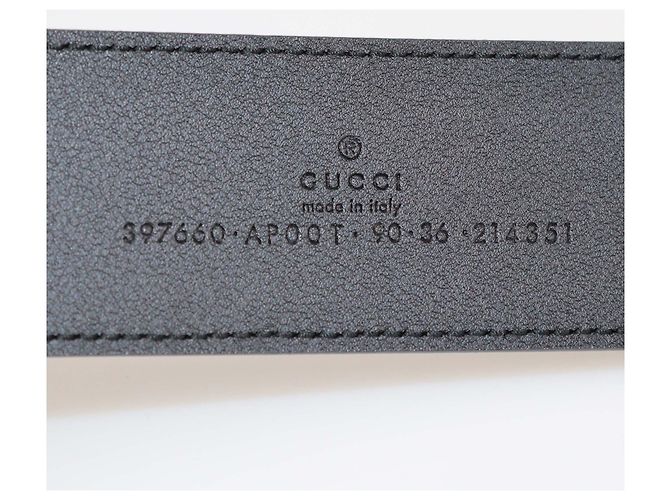 Cintura larga in pelle nera GG Marmont di Gucci - vista 6