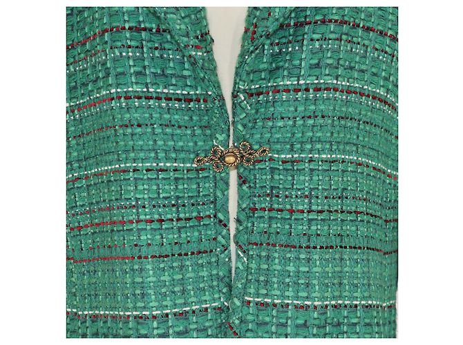 Chanel grüne Tweed-Jacke mit Drehverschluss - Ansicht 4