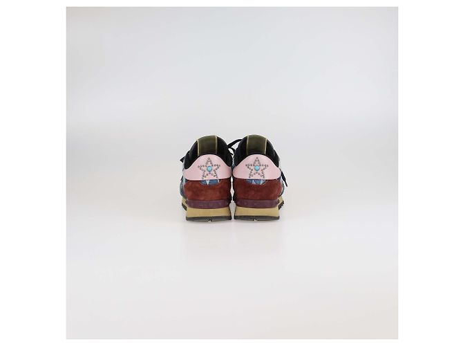 Sneakers Valentino Rockrunner in pelle e denim multicolore con stelle - vista 5