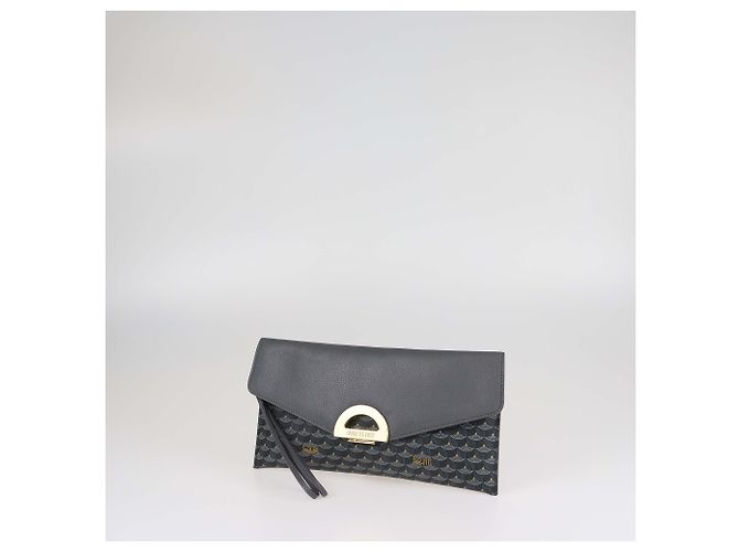 Fauré Le Page Clutch Parade de lona recubierta gris y cuero Faure Le Page - vista 2
