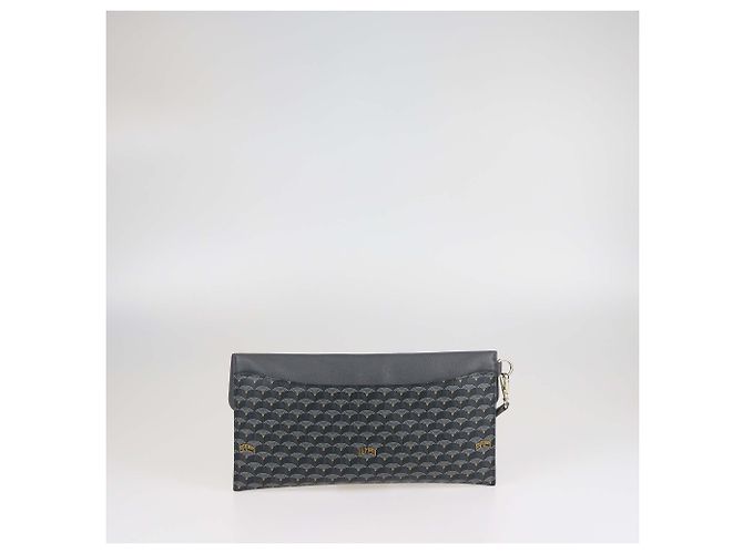 Fauré Le Page Clutch Parade de lona recubierta gris y cuero Faure Le Page - vista 3